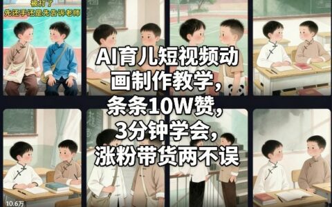AI育儿短视频动画制作实操教程：涨粉带货变现实战策略