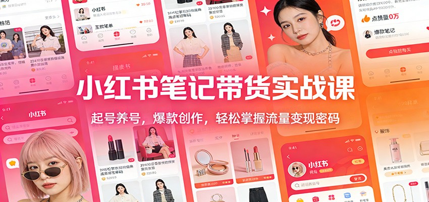 小红书笔记带货实战课：起号养号、爆款创作与流量变现实操攻略