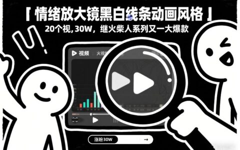 情绪放大镜动画实操：20个视频涨粉30W，继火柴人系列后的高效变现策略