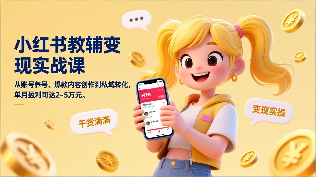 小红书教辅账号运营变现思路：从养号到爆款内容创作与私域转化，实测收益可观
