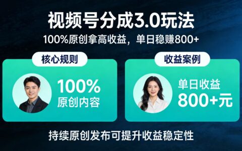 视频号分成 3.0 实战攻略：原创内容高收益变现方法