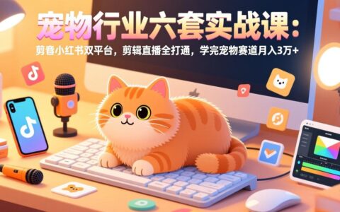 宠物行业六套实战课：抖音小红书双平台剪辑直播实操，宠物赛道变现指南