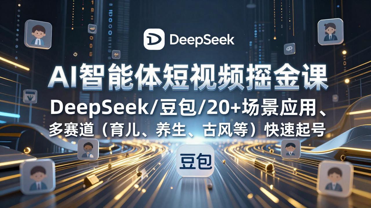 AI智能短视频变现实操指南：DeepSeek/豆包20+场景应用与多赛道（育儿/养生/古风）快速起号策略