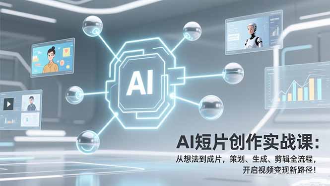 AI短片创作实战课：从想法到成片，策划、生成、剪辑全流程，视频变现实战指南！