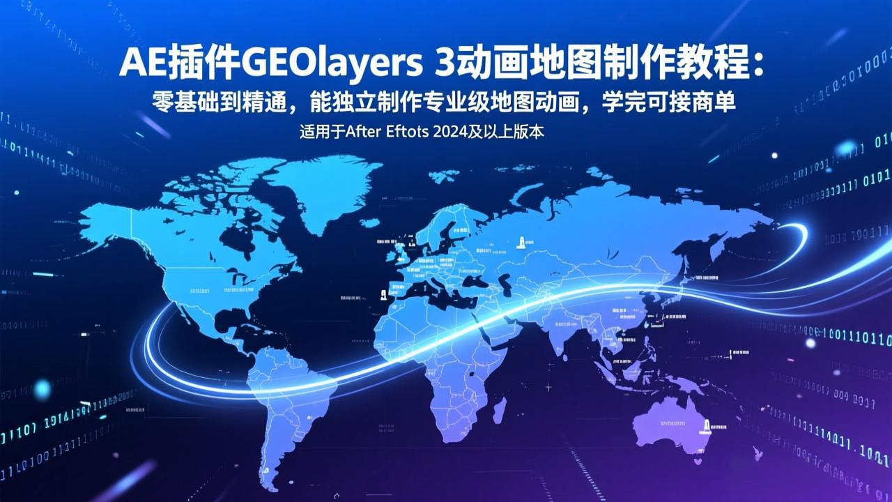 AE插件GEOlayers 3动画地图制作教程：零基础精通，实战变现攻略