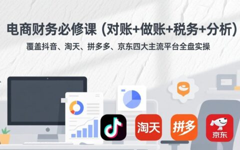 电商财务实战教程：对账+做账+税务+分析，覆盖抖音、淘天、拼多多、京东四大平台全盘实操