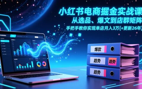 小红书电商变现实战课：从选品、爆文到店群矩阵，手把手教你单店盈利策略（2026更新）