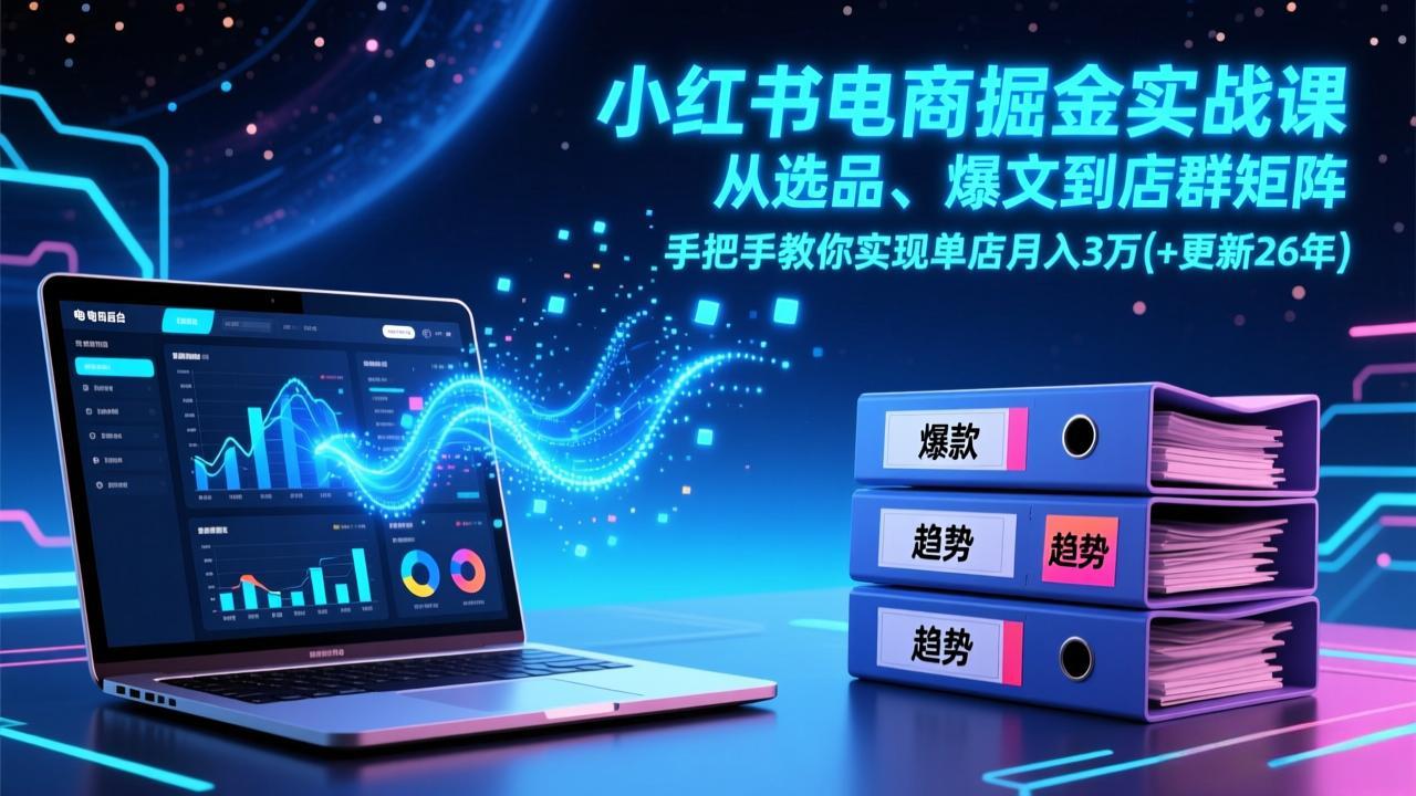 小红书电商变现实战课：从选品、爆文到店群矩阵，手把手教你单店盈利策略（2026更新）
