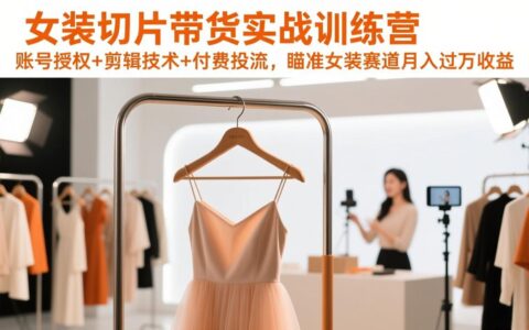 女装切片带货实战训练营：账号授权+剪辑技术+付费投流，女装赛道变现实操指南