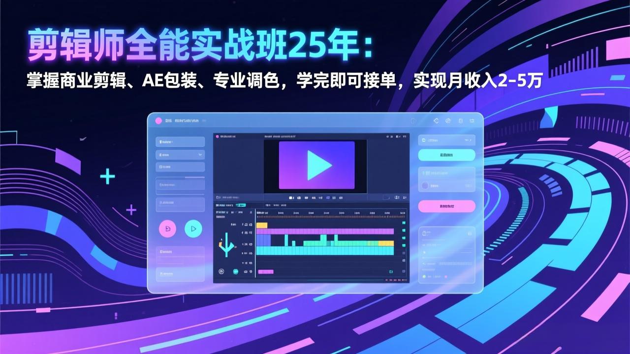 剪辑师全能实战指南：掌握商业剪辑、AE包装、专业调色，变现接单实战策略