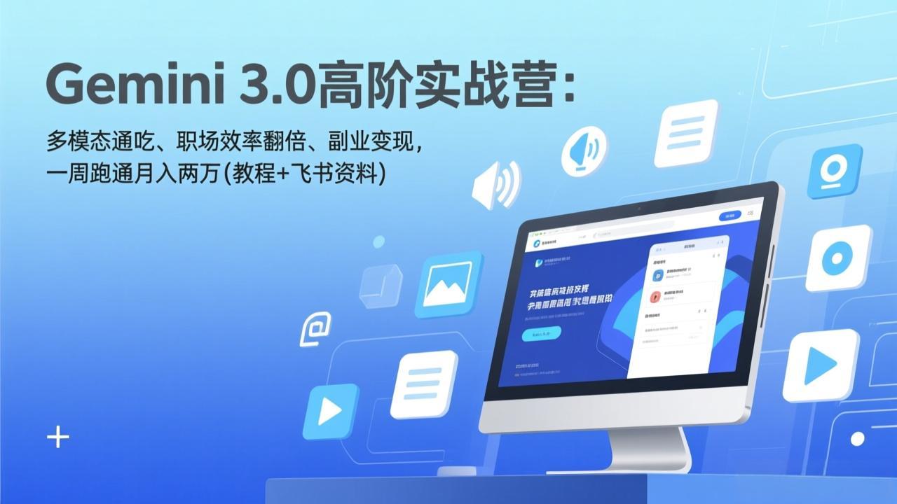 Gemini 3.0高阶实战营：多模态应用、职场增效、副业变现策略，一周实操指南(教程+飞书资料)