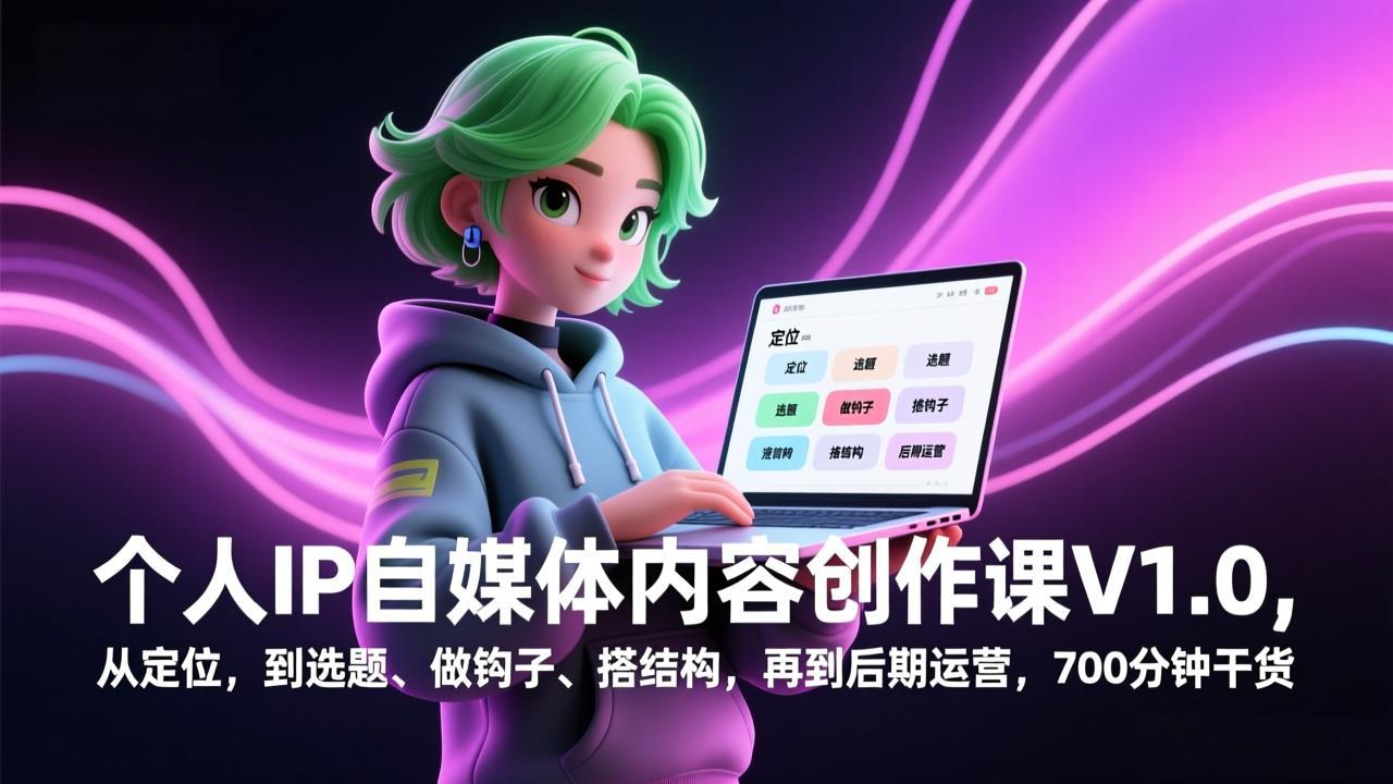 个人IP自媒体内容变现实操课V1.0：从定位、选题、钩子到运营的700步骤分钟干货指南