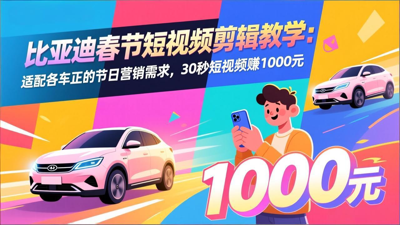 比亚迪春节短视频剪辑实战：适配各车企节日营销的30秒视频变现方法