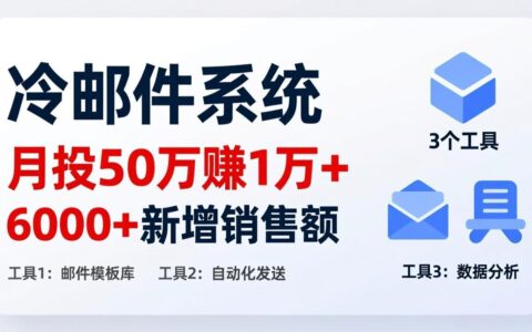 冷邮件变现策略：月投50刀实测案例，新增600步骤0+销售额仅用3个工具