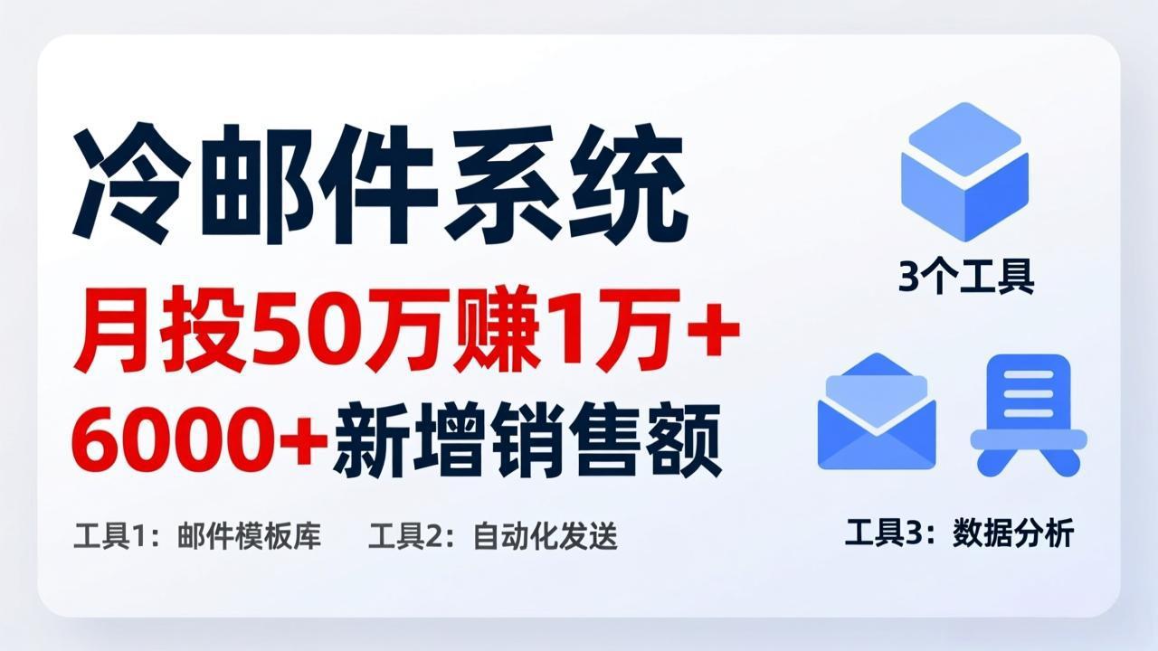 冷邮件变现策略：月投50刀实测案例，新增600步骤0+销售额仅用3个工具