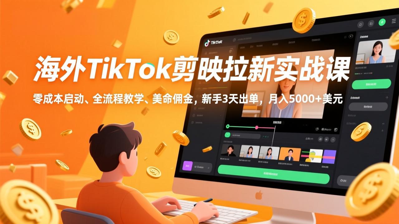 海外TikTok剪映拉新实战教程：低成本启动策略、全流程教学与美金佣金变现指南