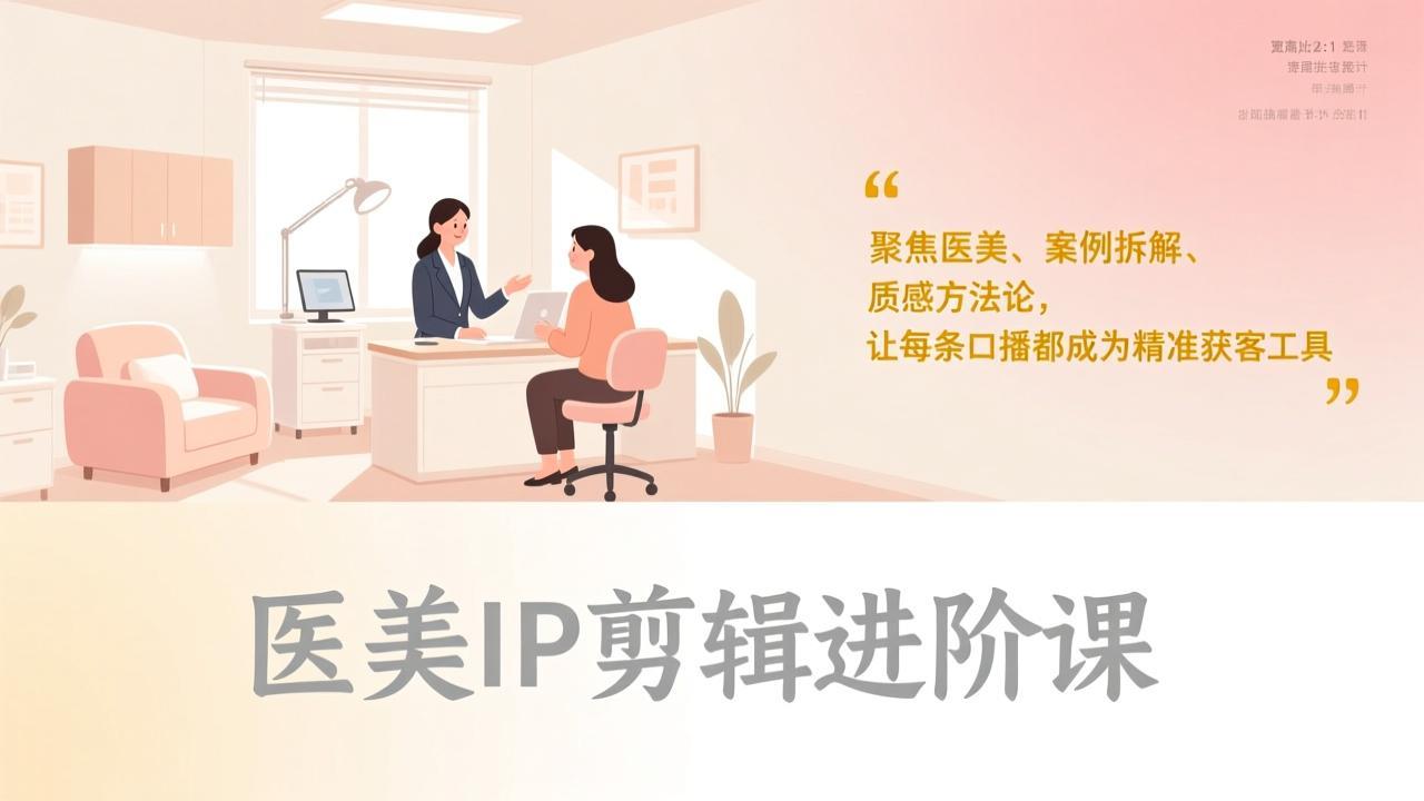 医美IP剪辑进阶课：聚焦医美案例拆解与质感方法论，精准获客实战指南