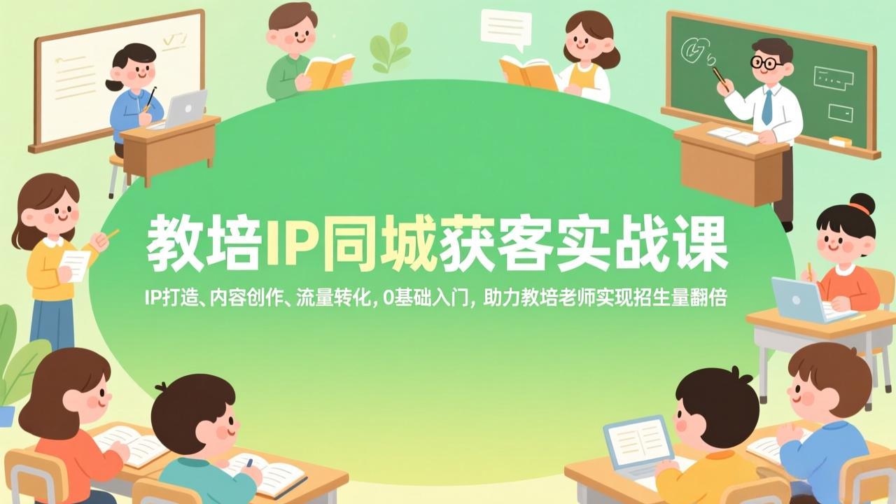 教培IP同城获客实战课：IP打造、内容创作、流量转化实操，0基础入门，助力教培老师提升招生量