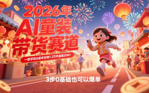 AI童装新春带货变现指南：一部手机低成本实操策略，3步新手入门高效销售