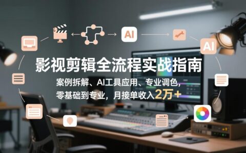 影视剪辑全流程实战指南：案例拆解、AI工具应用、专业调色，零基础到专业变现路径