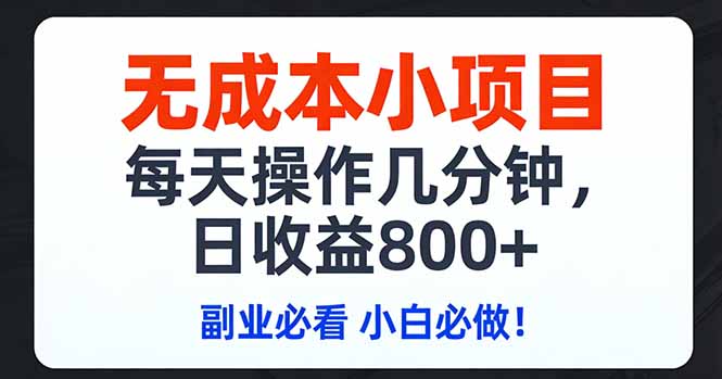 2025每日几分钟副业项目：低成本实操，收益变现实战指南