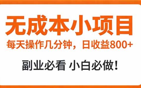 无成本小项目实操：每天几分钟，实现被动收入（副业攻略）