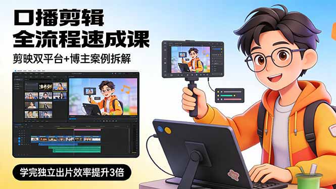 口播剪辑全流程实战教程：剪映双平台+博主案例拆解，助你高效独立出片