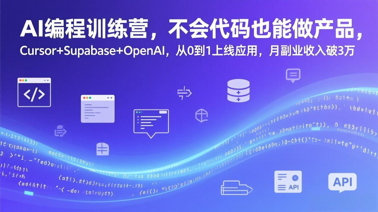 AI编程实战指南：零基础用Cursor+Supabase+OpenAI构建应用，副业变现方法拆解