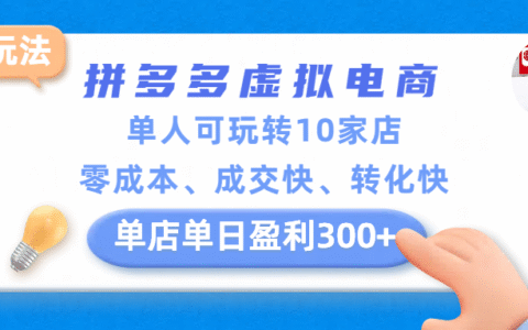 拼多多虚拟电商实战策略：单人操作多店，低成本高效变现，日收益可观