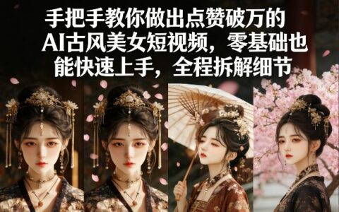 AI古风美女短视频制作教程：零基础实操拆解与变现指南