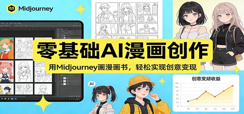 零基础AI漫画创作：Midjourney实战画漫画书变现方法
