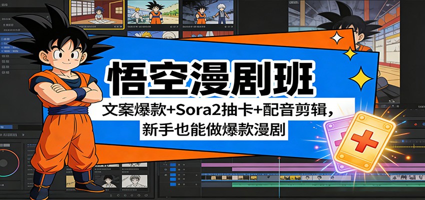 悟空漫剧班：文案策略+Sora2抽卡+配音剪辑，新手也能做变现漫剧