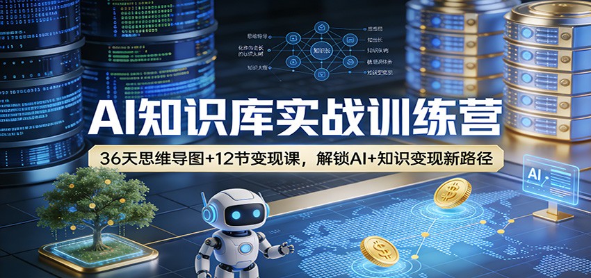 AI知识库实战训练营：36天思维导图+12节变现课，AI+知识变现实操策略