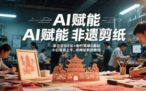 AI赋能非遗剪纸：地标建筑爆款视频变现指南，零基础保姆级拆解教程