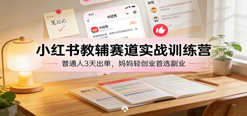 小红书教辅赛道实战训练营：高效变现方法，妈妈轻创业副业指南