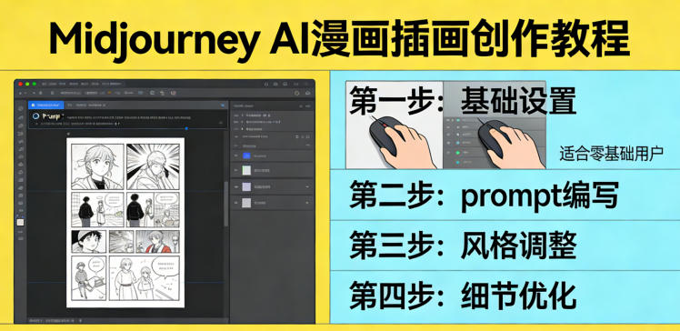 Midjourney AI漫画插画实战教程：零基础入门到变现创作指南