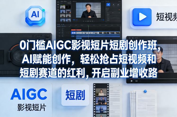 AIGC影视短片创作入门课：AI赋能短视频短剧变现实战，副业增收新策略
