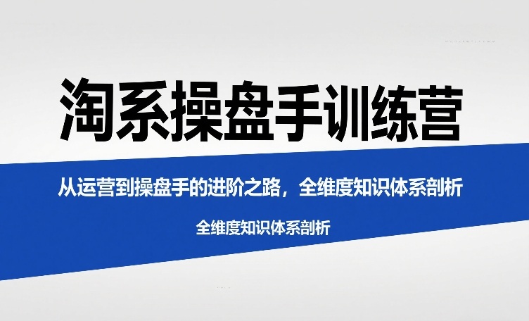 淘系操盘手进阶实战：从运营到操盘手的全维度策略与变现方法拆解