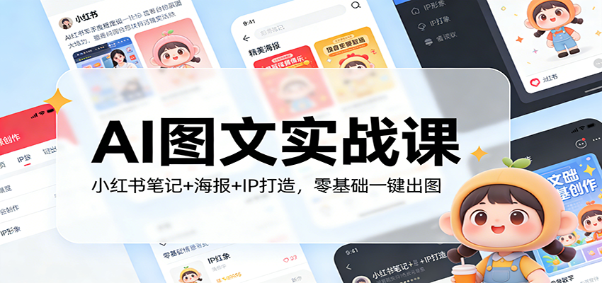AI图文实战课：小红书笔记+海报+IP打造，变现实操指南