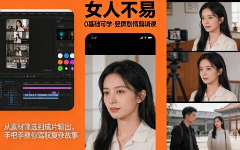 零基础入门：《女人不易》竖屏剧情剪辑实操课，从素材筛选到成片输出，手把手变现指南