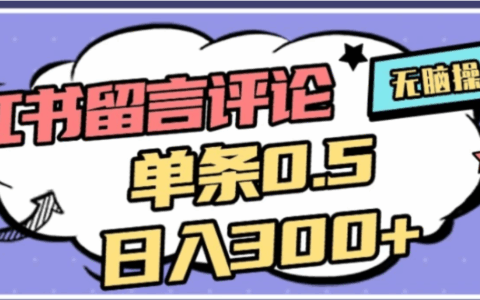 2026小红书评论变现实战：单条0.5元，日收入潜力与操作攻略