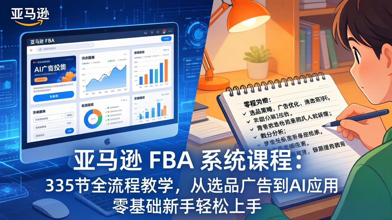 亚马逊 FBA 实战课程（2026年3月更新）335节全流程教学：从选品广告到AI应用，零基础新手入门指南