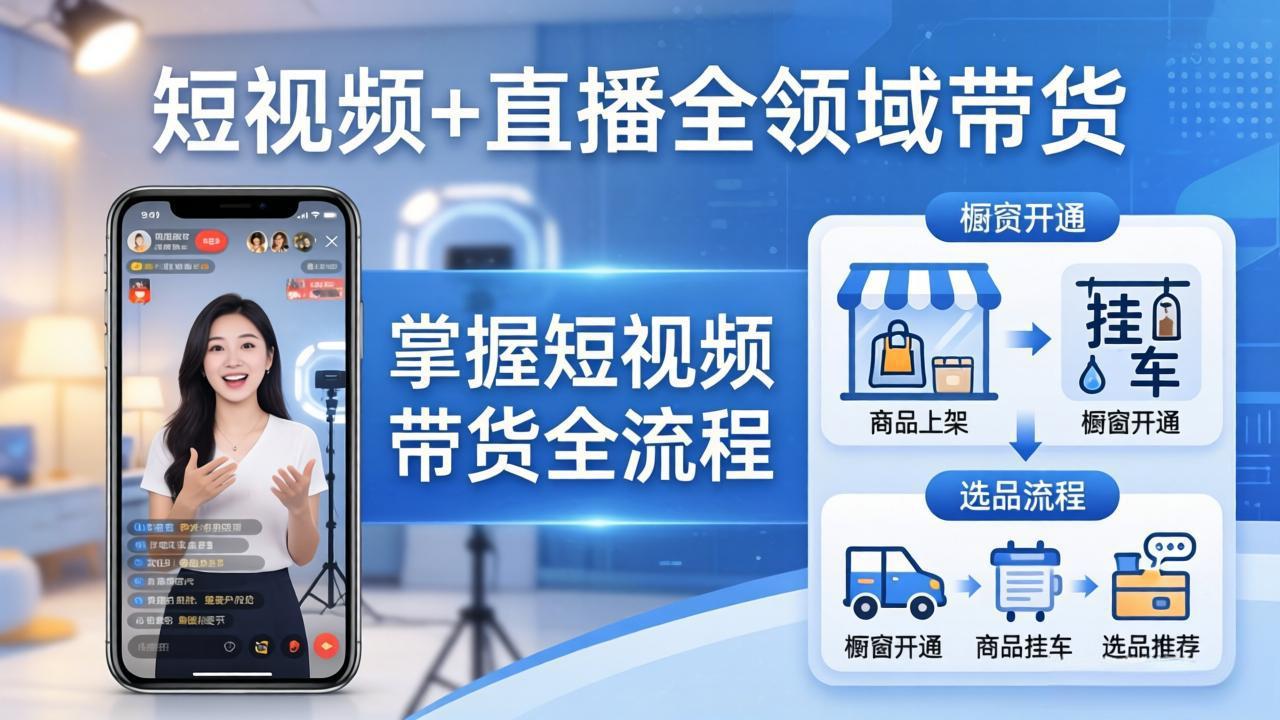 短视频直播带货实战指南：橱窗开通、选品与爆款文案改编全流程攻略