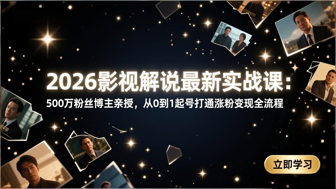 2026影视解说实战指南：500步骤万粉丝博主分享从0到1起号涨粉变现全流程