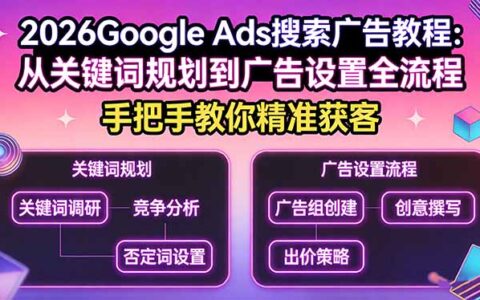 2026Google Ads搜索广告教程：实测全流程指南，手把手教你高效变现