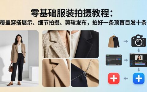 零基础服装拍摄教程：覆盖穿搭展示、细节拍摄、剪辑发布的变现实战指南