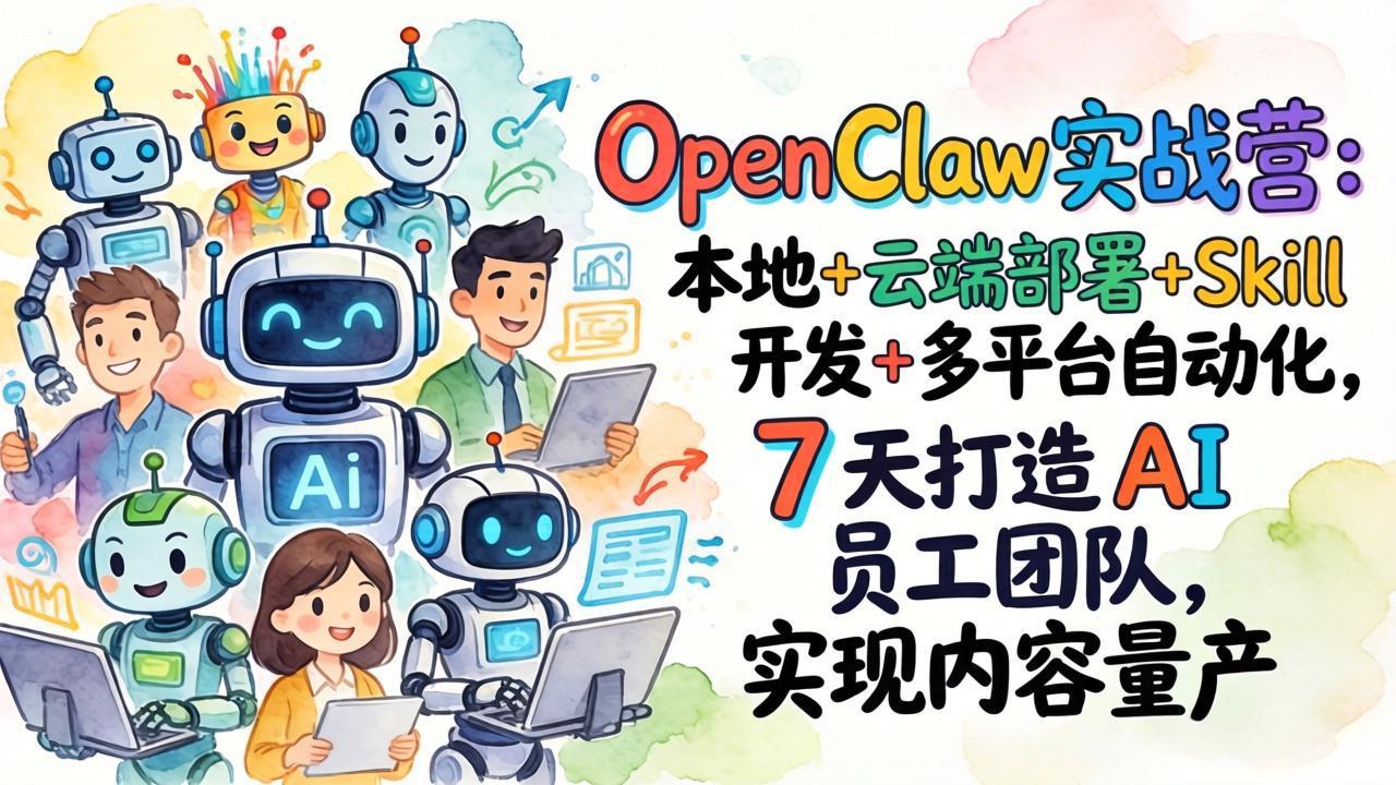 OpenClaw实战营-更新：本地+云端部署+Skill开发+多平台自动化，7天实操AI内容生产变现项目指南