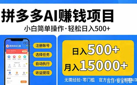 拼多多AI赚钱项目实操指南：新手简单操作，变现攻略【视频教程】