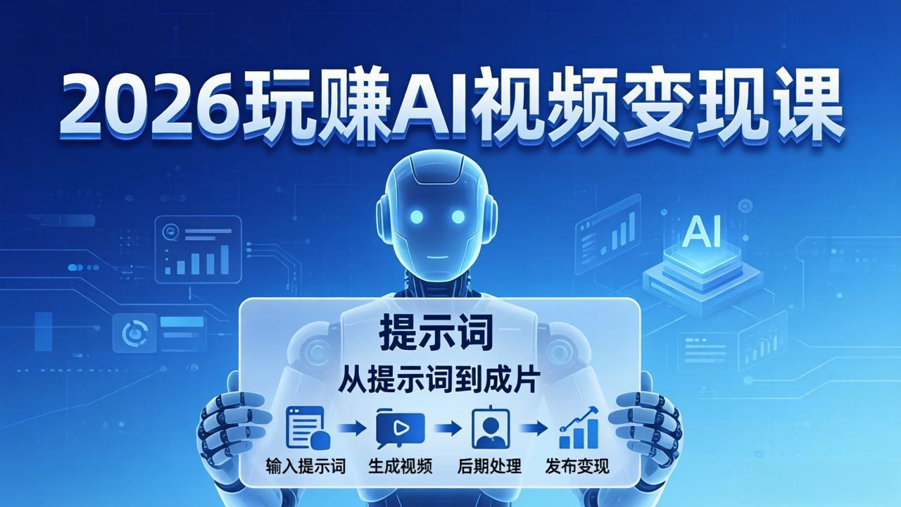 2026 AI视频变现实战课：掌握全流程技能，从提示词到成片高效产出