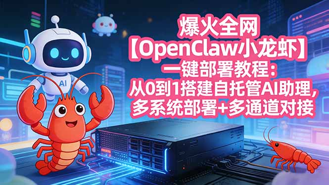 【OpenClaw 小龙虾】自托管AI助理搭建实操教程：多系统部署+通道对接，开启被动收入项目